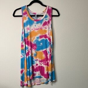 Women’s 70’s Retro Colorful Tie-Dye Tank Top Sleeveless Tunic Festival